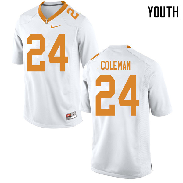 Youth #24 Trey Coleman Tennessee Volunteers College Football Jerseys Sale-White - Click Image to Close